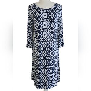 Tommy Bahama Blue White Lattice Print Midi Dress. Size M